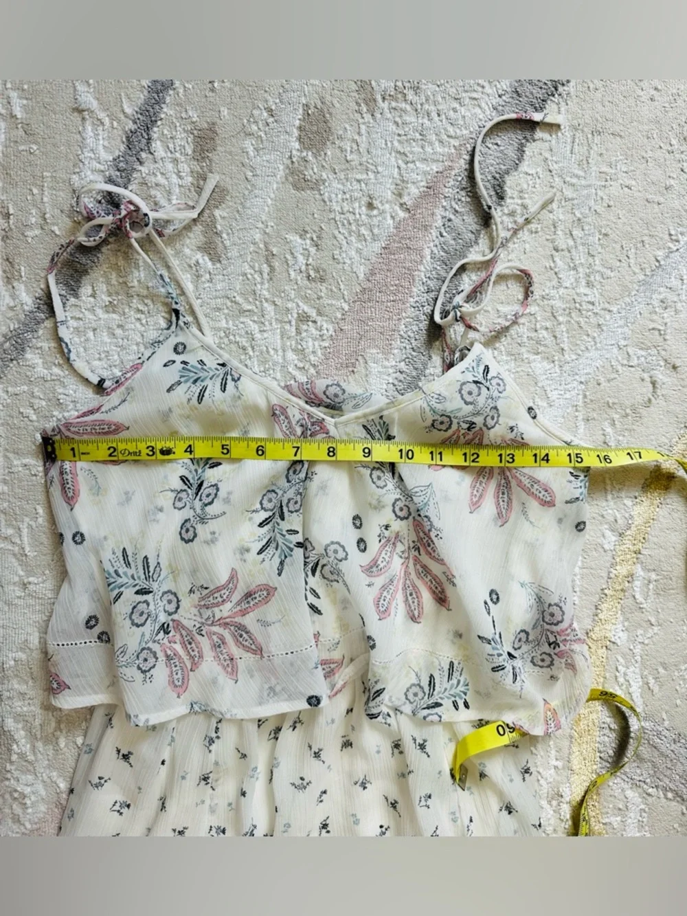 Abercrombie & Fitch Cream Floral Maxi Dress with Pink & Blue Accents